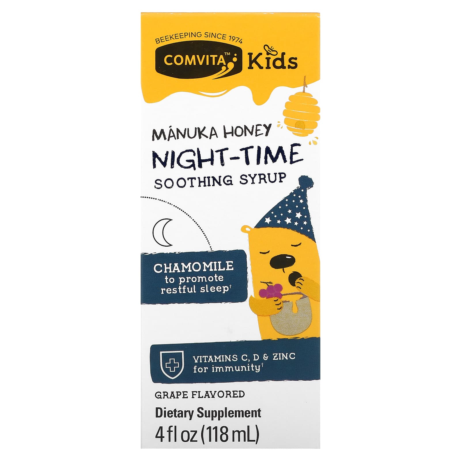 Comvita-Kids-Manuka Honey Night-Time Soothing Syrup-Grape-4 fl oz (118 ml)