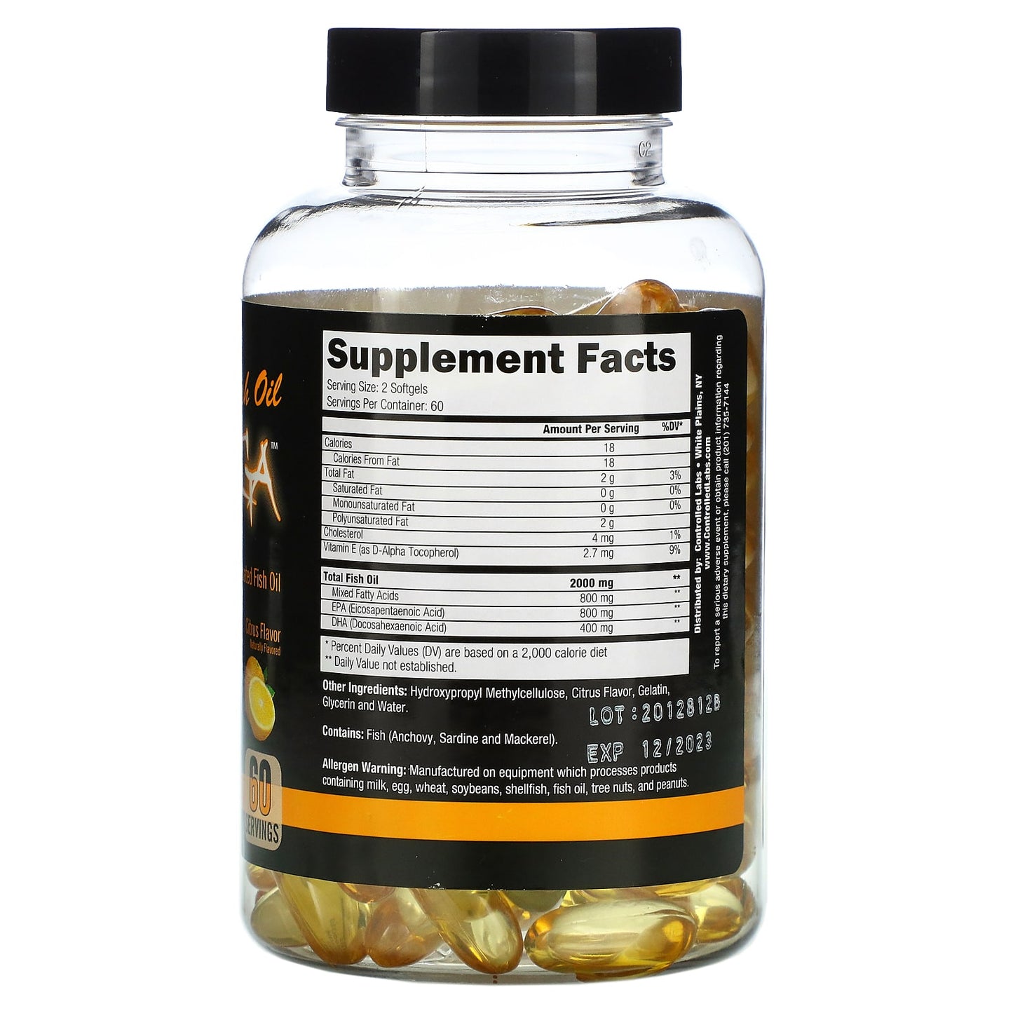 Controlled Labs, Orange OxiMega Fish Oil, Citrus, 120 Softgels