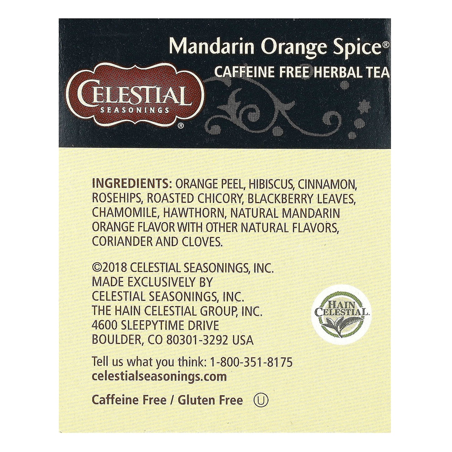 Celestial Seasonings, Herbal Tea, Mandarin Orange Spice, Caffeine Free, 20 Tea Bags, 1.9 oz (55 g)