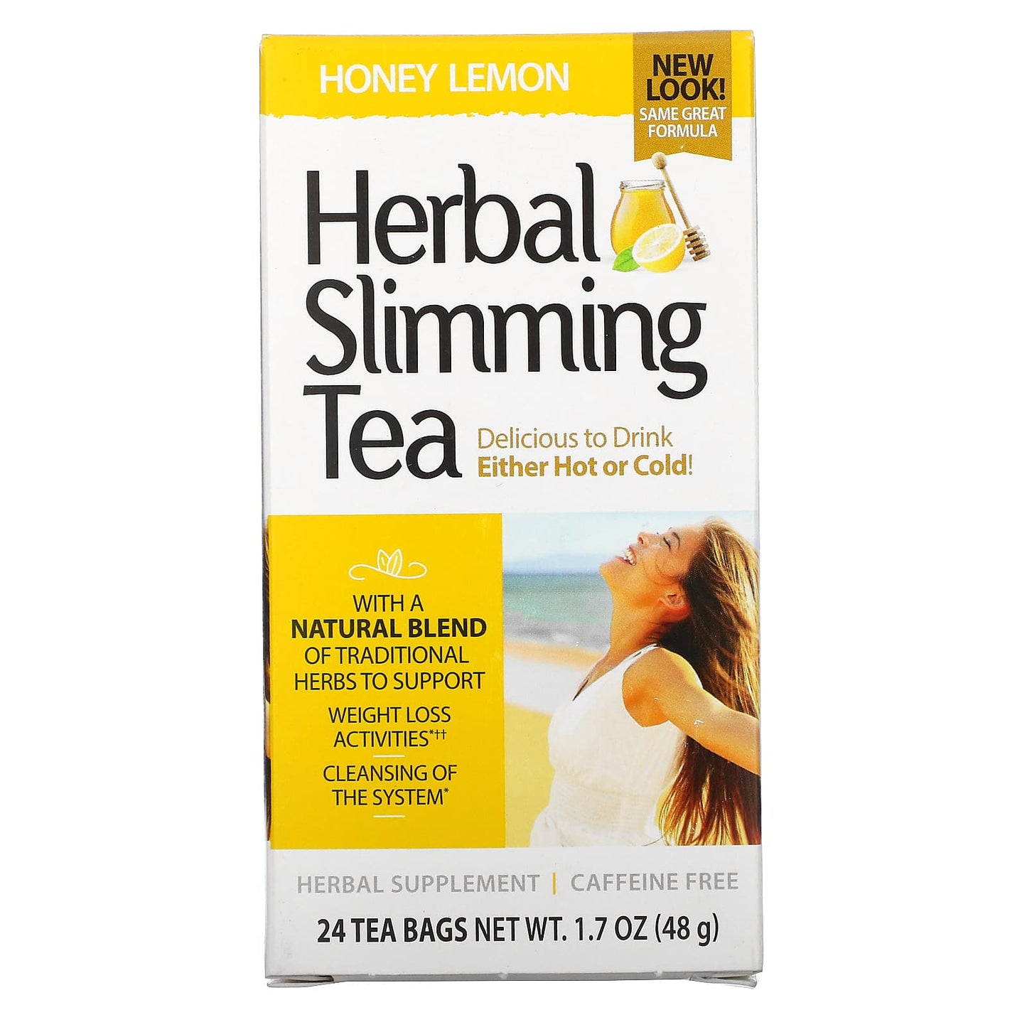 21st Century-Herbal Slimming Tea-Honey Lemon-Caffeine Free-24 Tea Bags-1.7 oz (48 g)