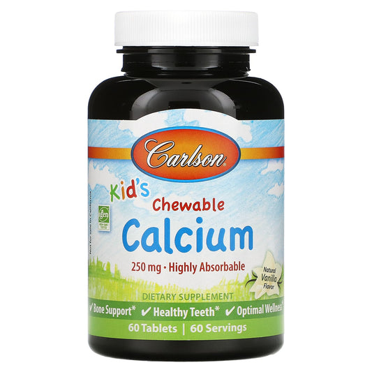 Carlson-Kid's-Chewable Calcium-Natural Vanilla-250 mg-60 Tablets