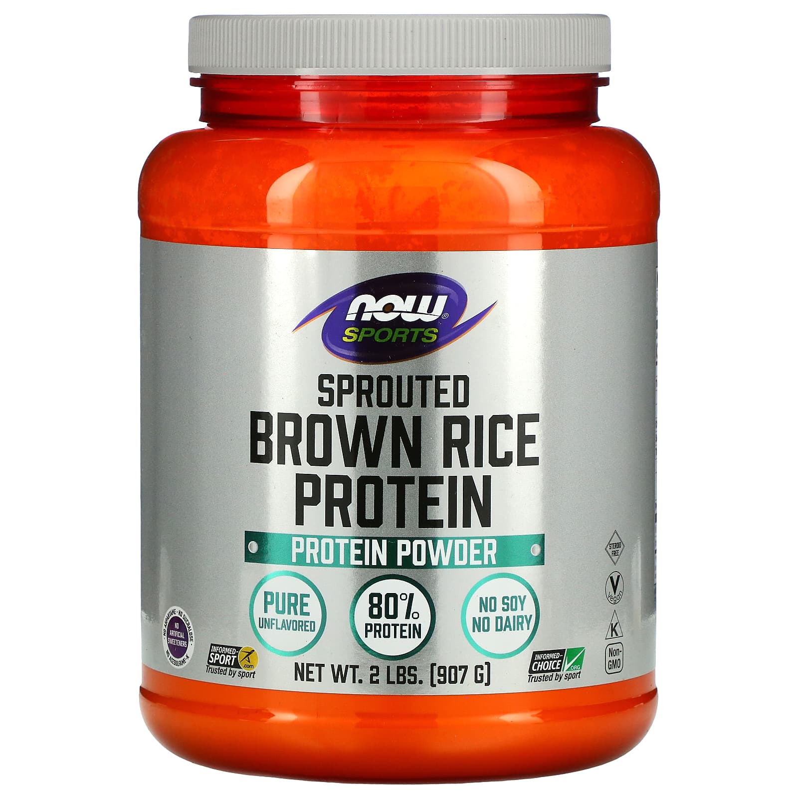 NOW Foods-Sports-Sprouted Brown Rice Protein Powder-Pure Unflavored-2 lbs (907 g)