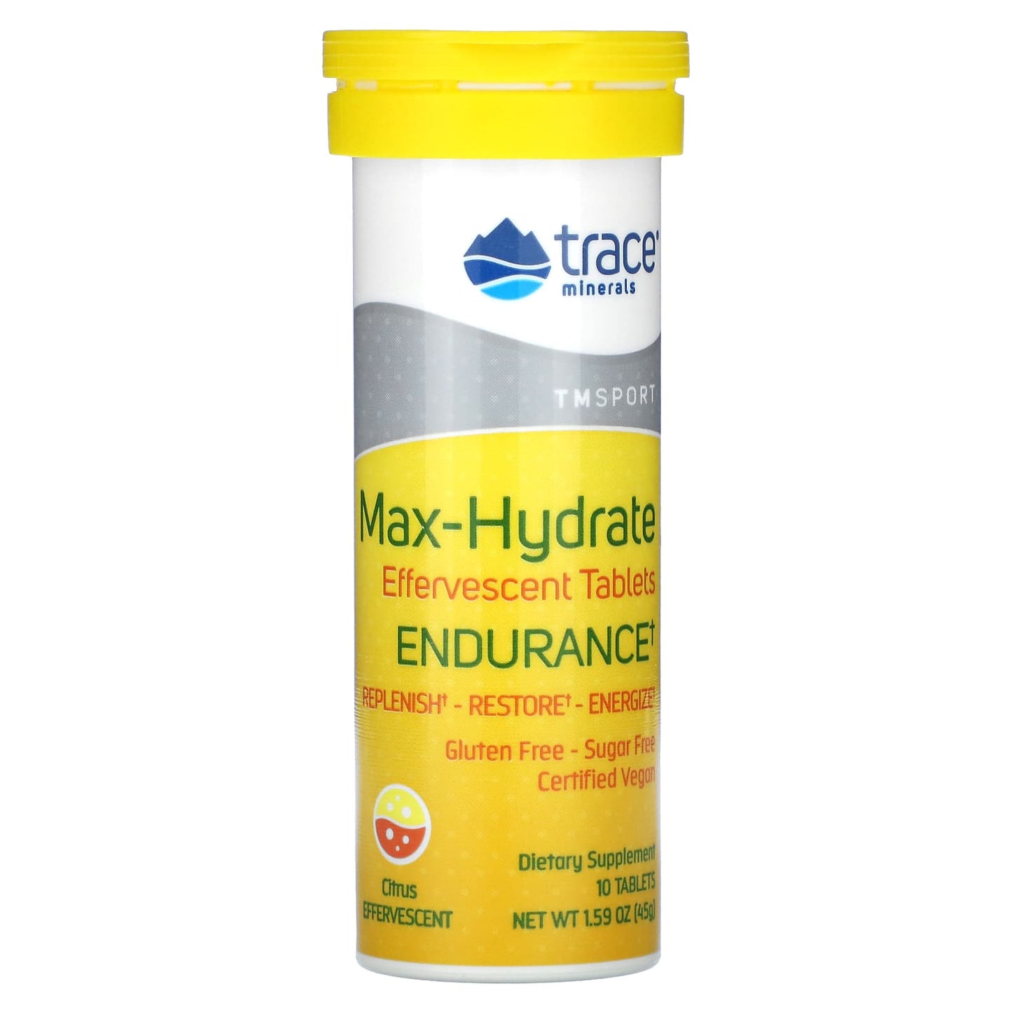 Trace Minerals ®, TM Sport, Max-Hydrate Endurance Effervescent Tablets, Citrus, 8 Tubes, 10 Tablets Each