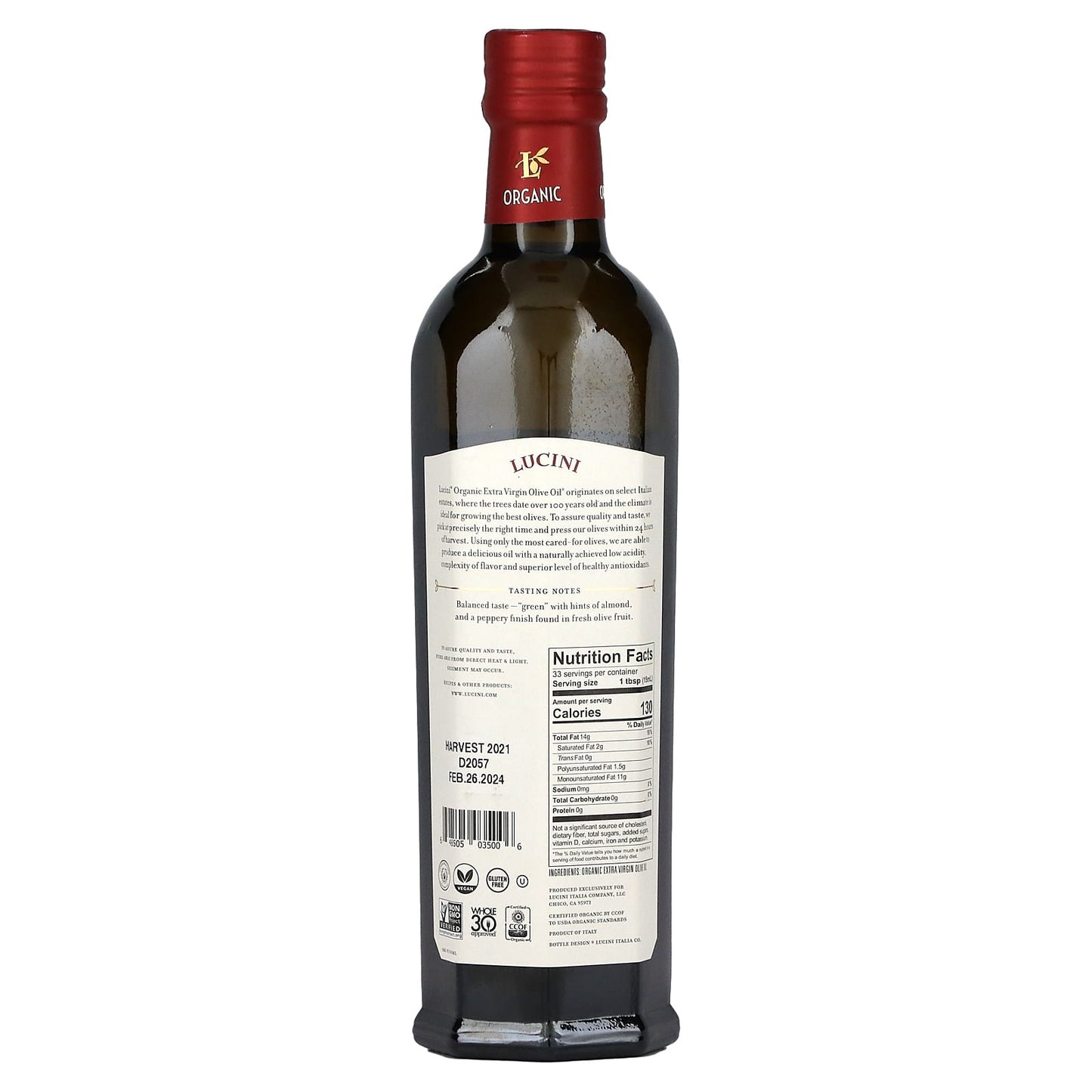 Lucini, Premium Select, Organic Extra Virgin Olive Oil, 16.9 fl oz (500 ml)