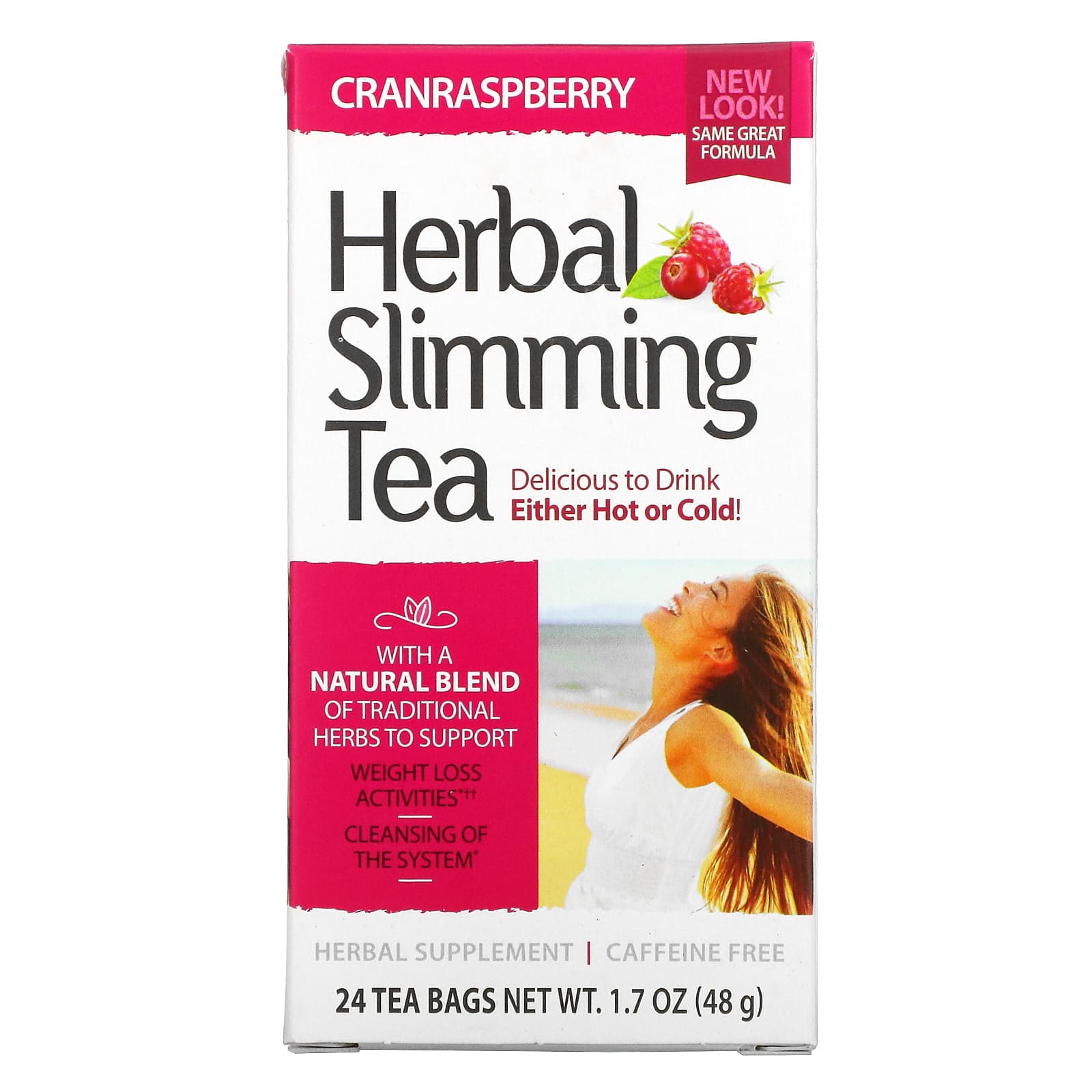 21st Century-Herbal Slimming Tea-Cranraspberry-Caffeine Free-24 Tea Bags-1.7 oz (48 g)