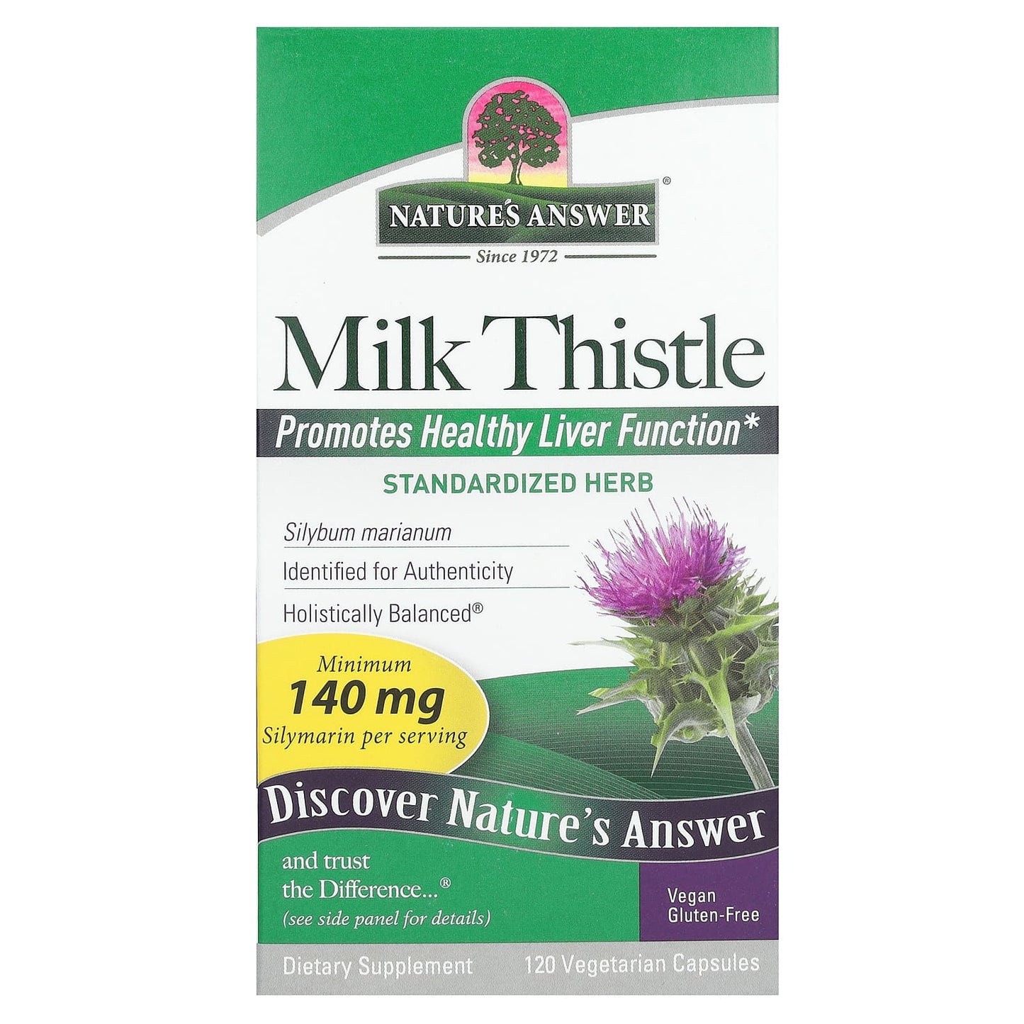 Nature's Answer-Milk Thistle-140 mg-120 Vegetarian Capsules