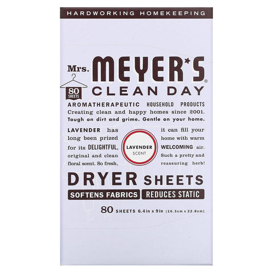 Mrs. Meyers Clean Day-Dryer Sheets-Lavender-80 Sheets