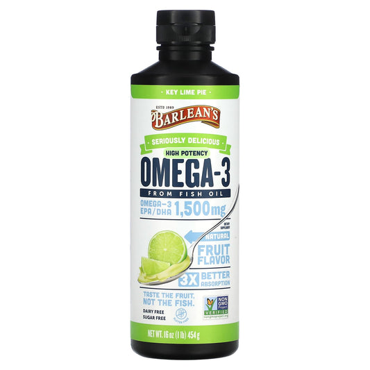 Barlean's-Seriously Delicious-Omega-3 Fish Oil- High Potency-Key Lime Pie-1,500 mg-16 oz (454 g)