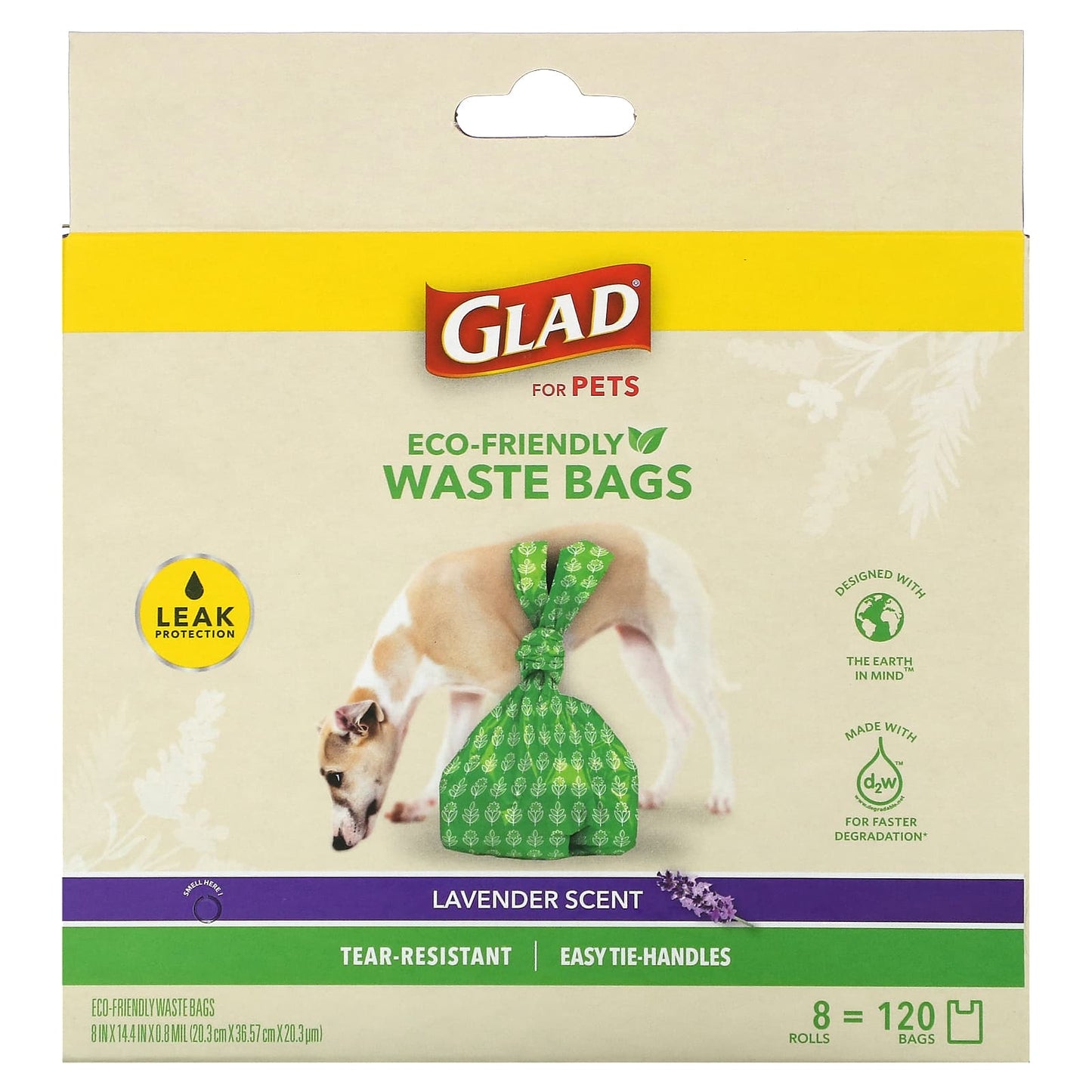 Glad for Pets, Eco-Friendly Waste Bags, For Pets, Lavender, 120  Bags