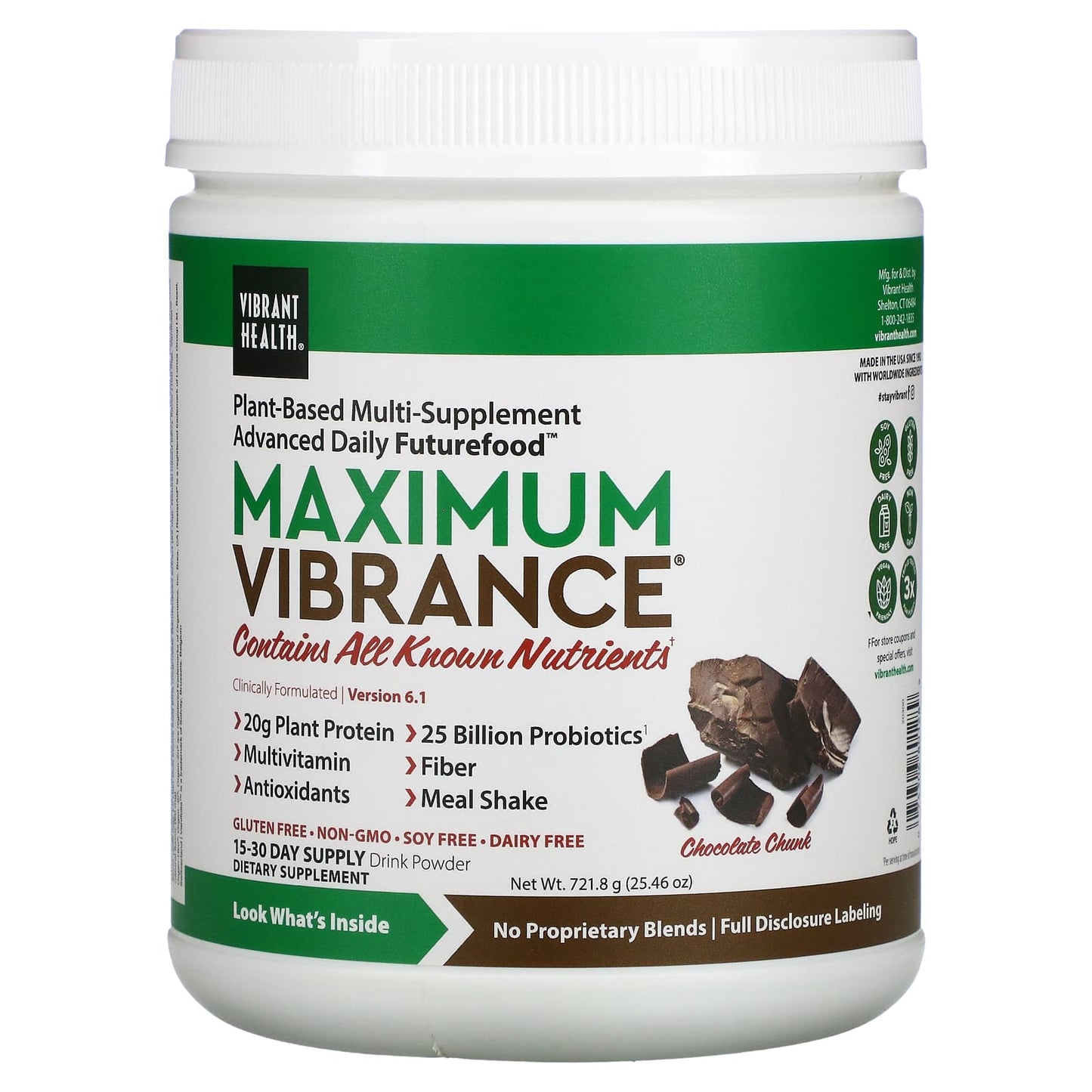 Vibrant Health-Maximum Vibrance-Version 6.1-Chocolate Chunk-25.46 oz (721.8 g)