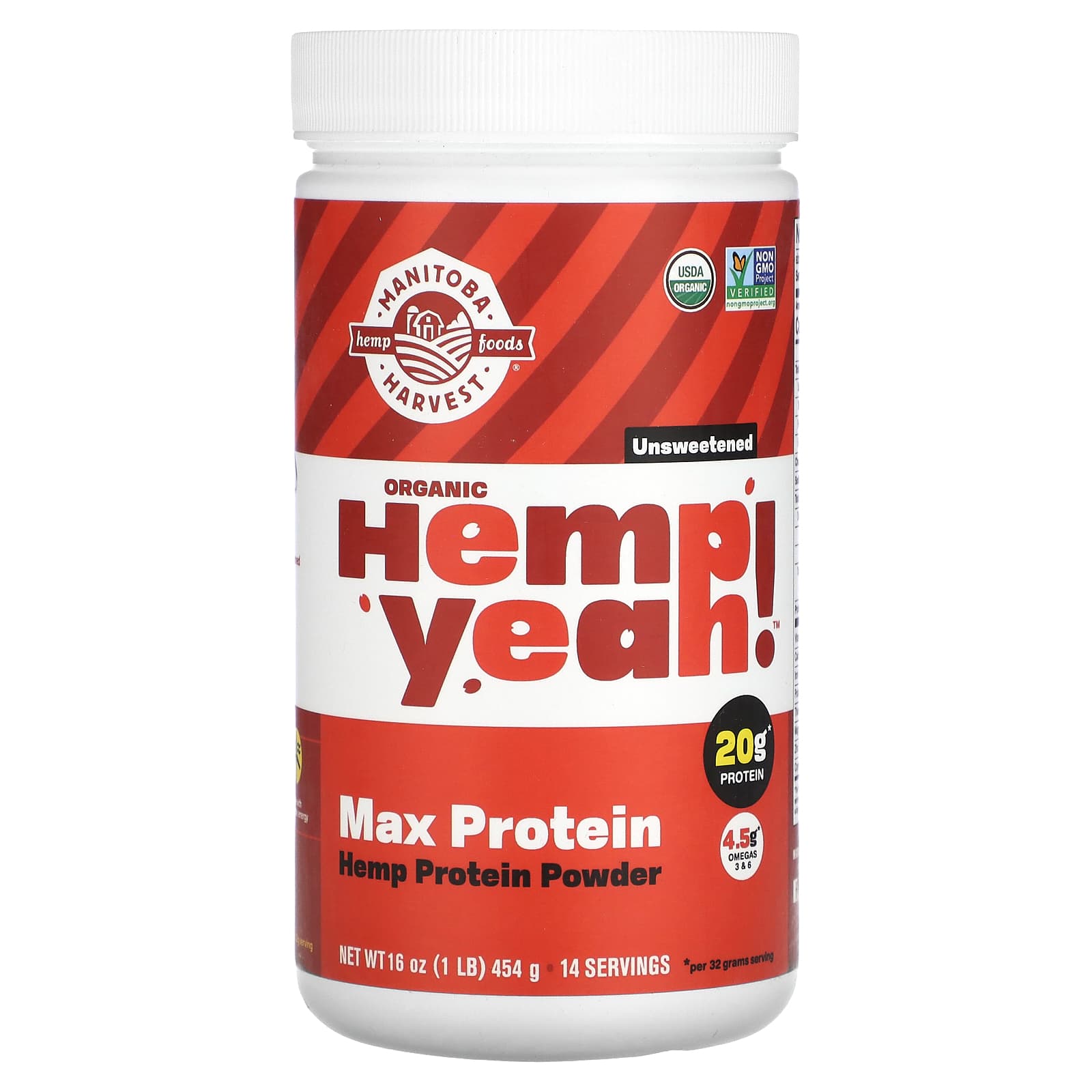 Manitoba Harvest-Organic Hemp Yeah!-Max Protein Powder- Unsweetened-1 lb (454 g)