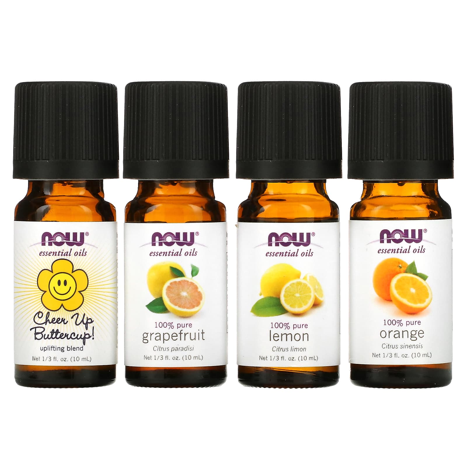 NOW Foods-Solutions-Uplifting Essential Oils Kit-4 Bottles-1.3 fl oz (10 ml) Each