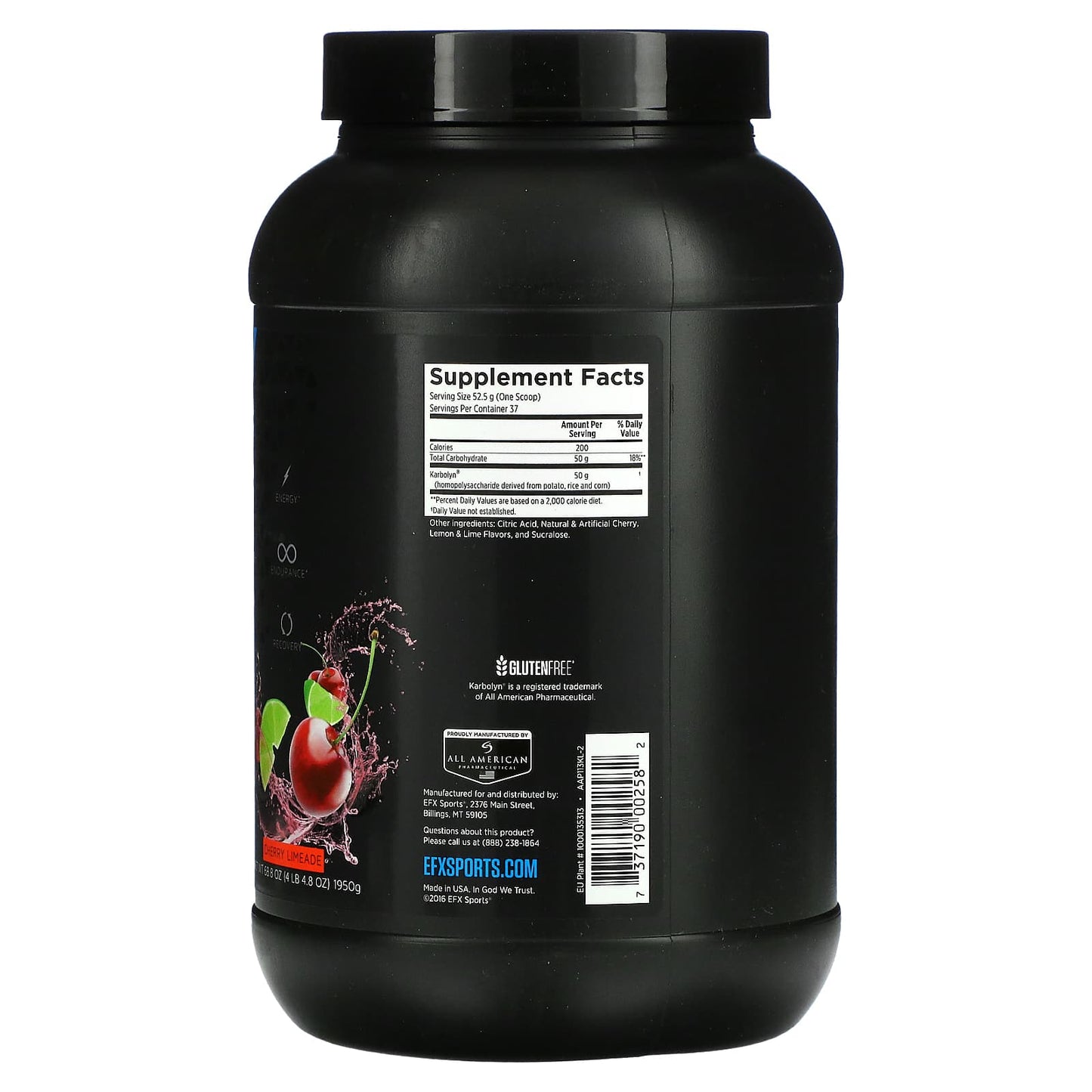 EFX Sports, Karbolyn Fuel, Cherry Limeade, 4 lb 4.8 oz (1950 g)