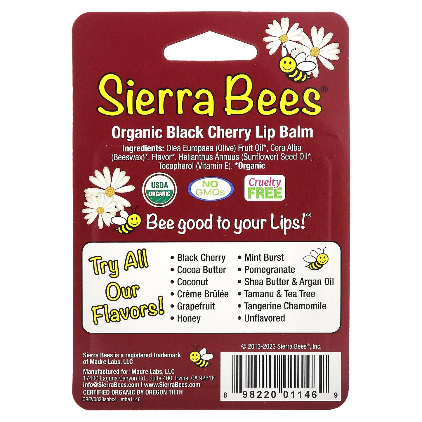 Sierra Bees, Organic Lip Balms, Black Cherry, 4 Pack, 0.15 oz (4.25 g) Each