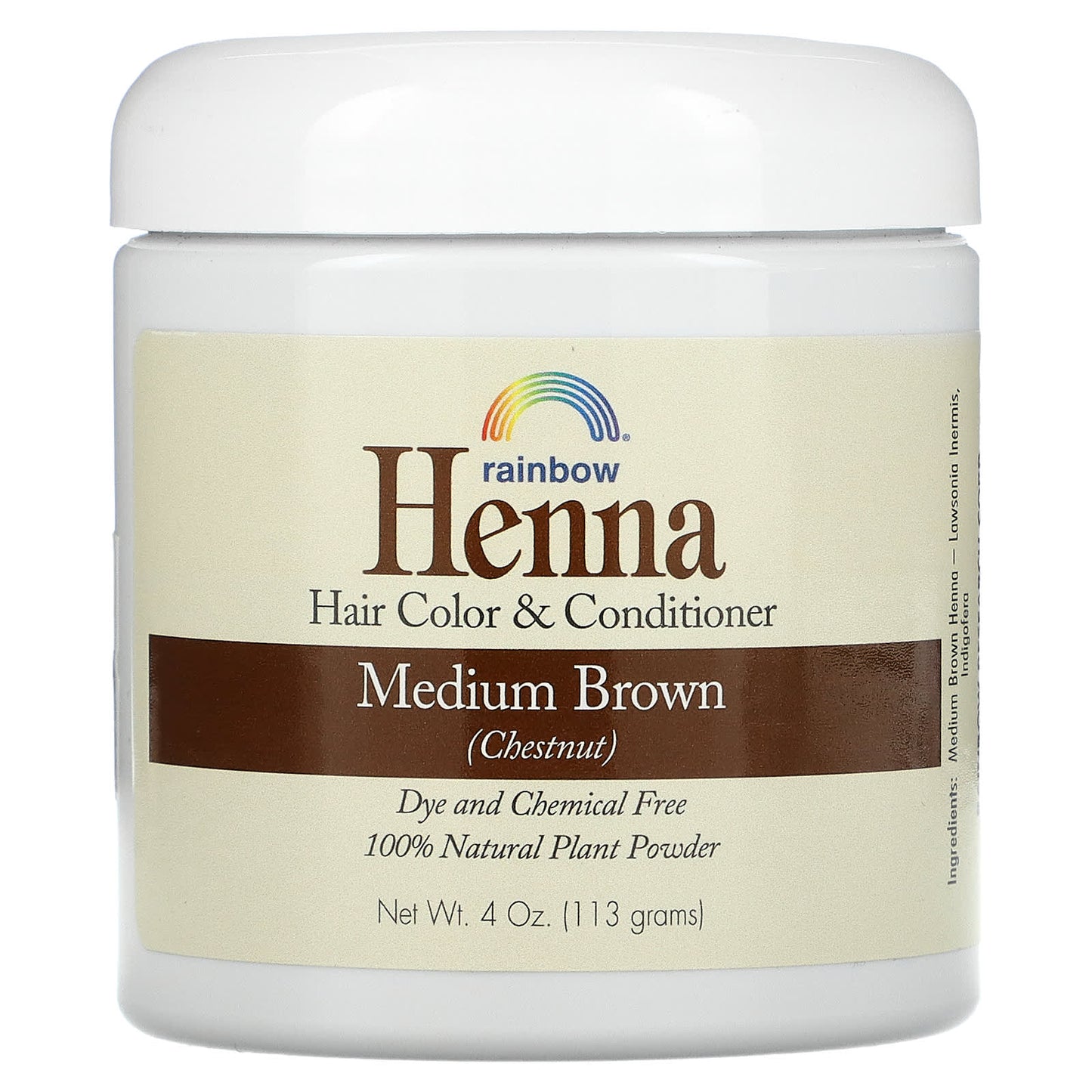 Rainbow Research-Henna-Hair Color and Conditioner-Medium Brown (Chestnut)-4 oz (113 g)