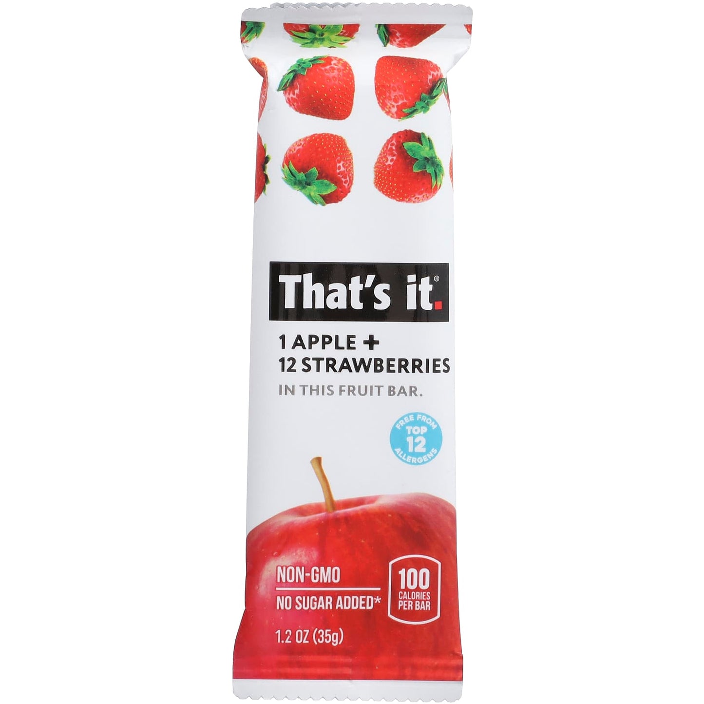 That's It, Fruit Bars, Apple + Strawberries, 12 Bars, 1.2 oz (35 g) Each