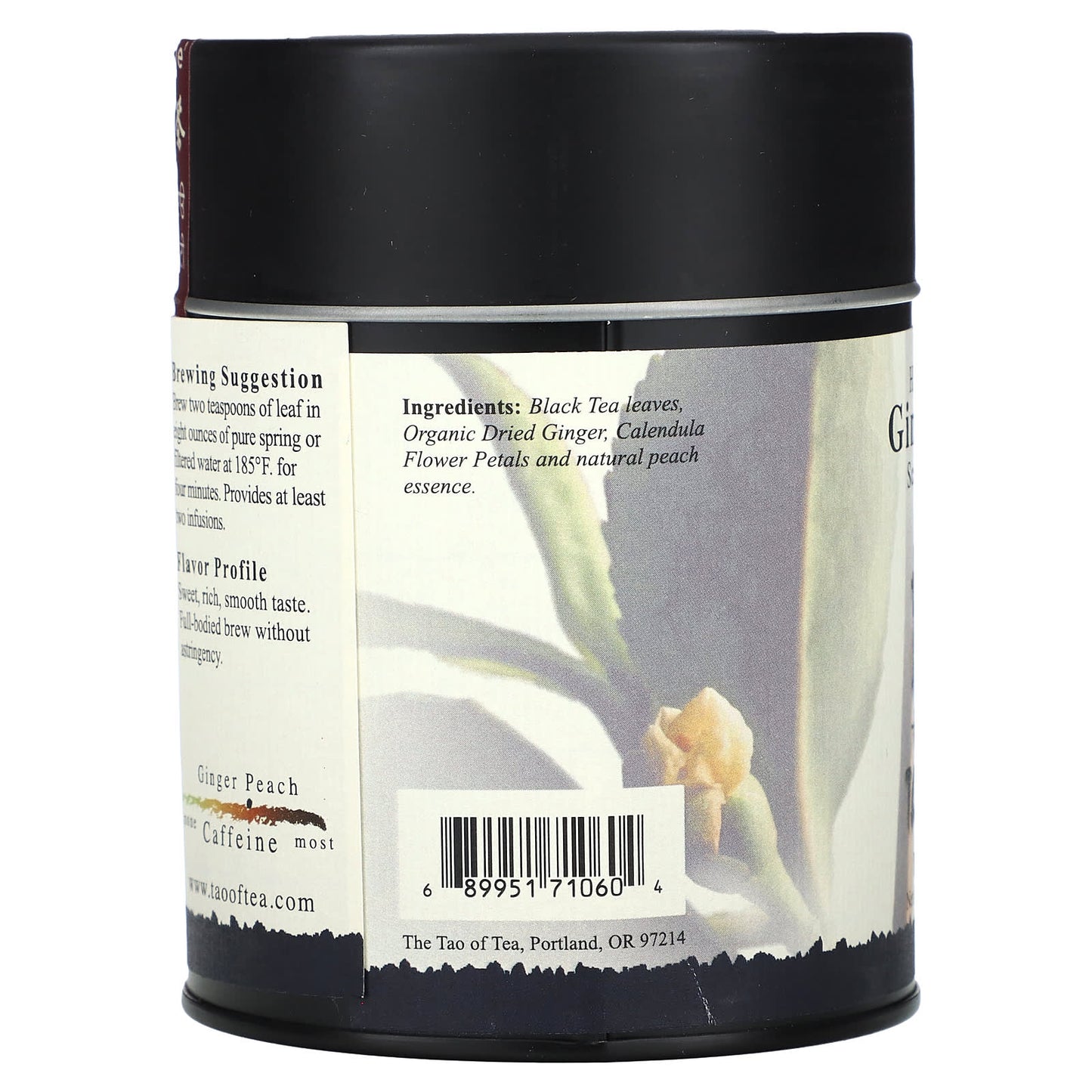 The Tao of Tea, Hand Blended, Scented Black Tea, Ginger Peach, 4 oz (114 g)