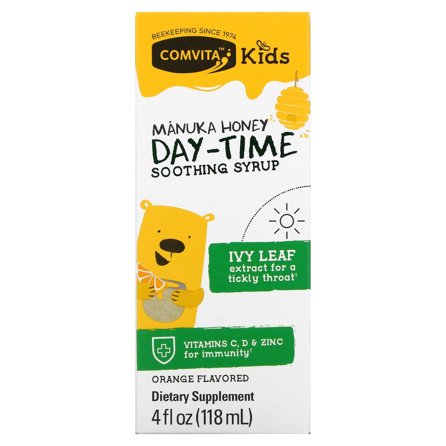 Comvita-Kids-Manuka Honey Day-Time Soothing Syrup-Orange-4 fl oz (118 ml)