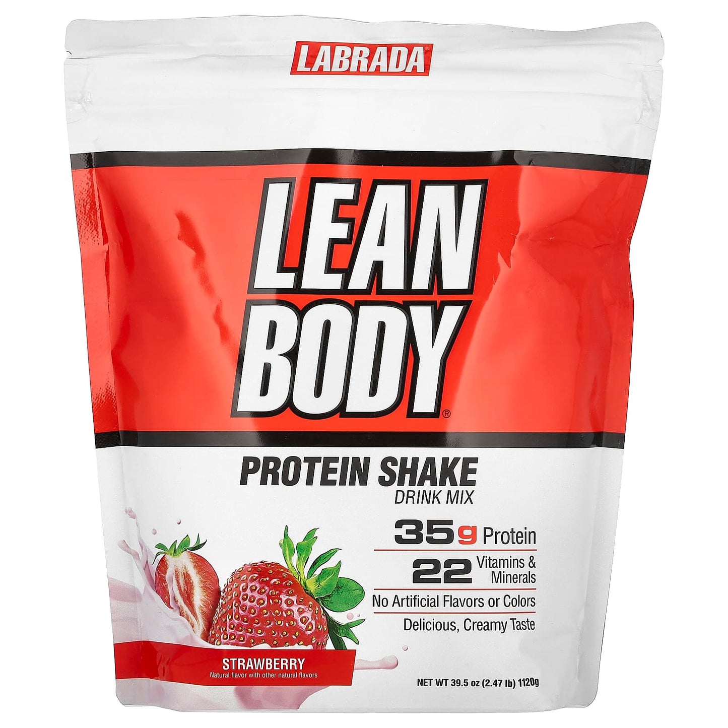 Labrada Nutrition-Lean Body-Protein Shake Drink Mix-Strawberry-2.47 lb (1,120 g)