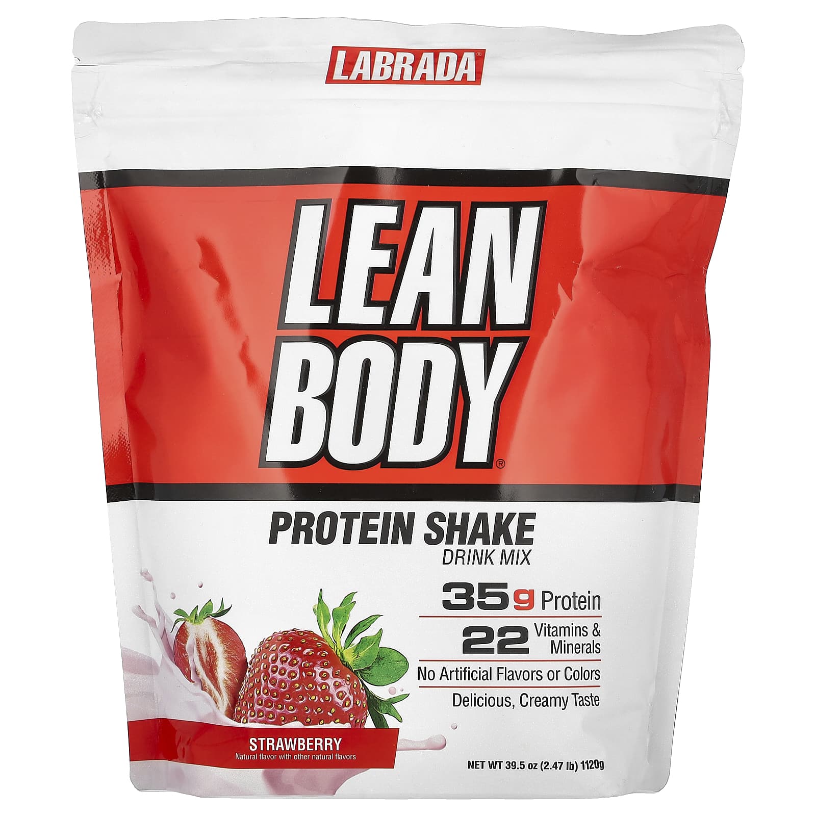 Labrada Nutrition-Lean Body-Protein Shake Drink Mix-Strawberry-2.47 lb (1,120 g)