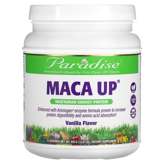 Paradise Herbs-Maca Up-Vegetarian Energy Protein-Vanilla-15.87 oz (450 g)