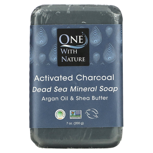 One with Nature-Dead Sea Mineral Soap Bar-Activated Charcoal-7 oz (200 g)