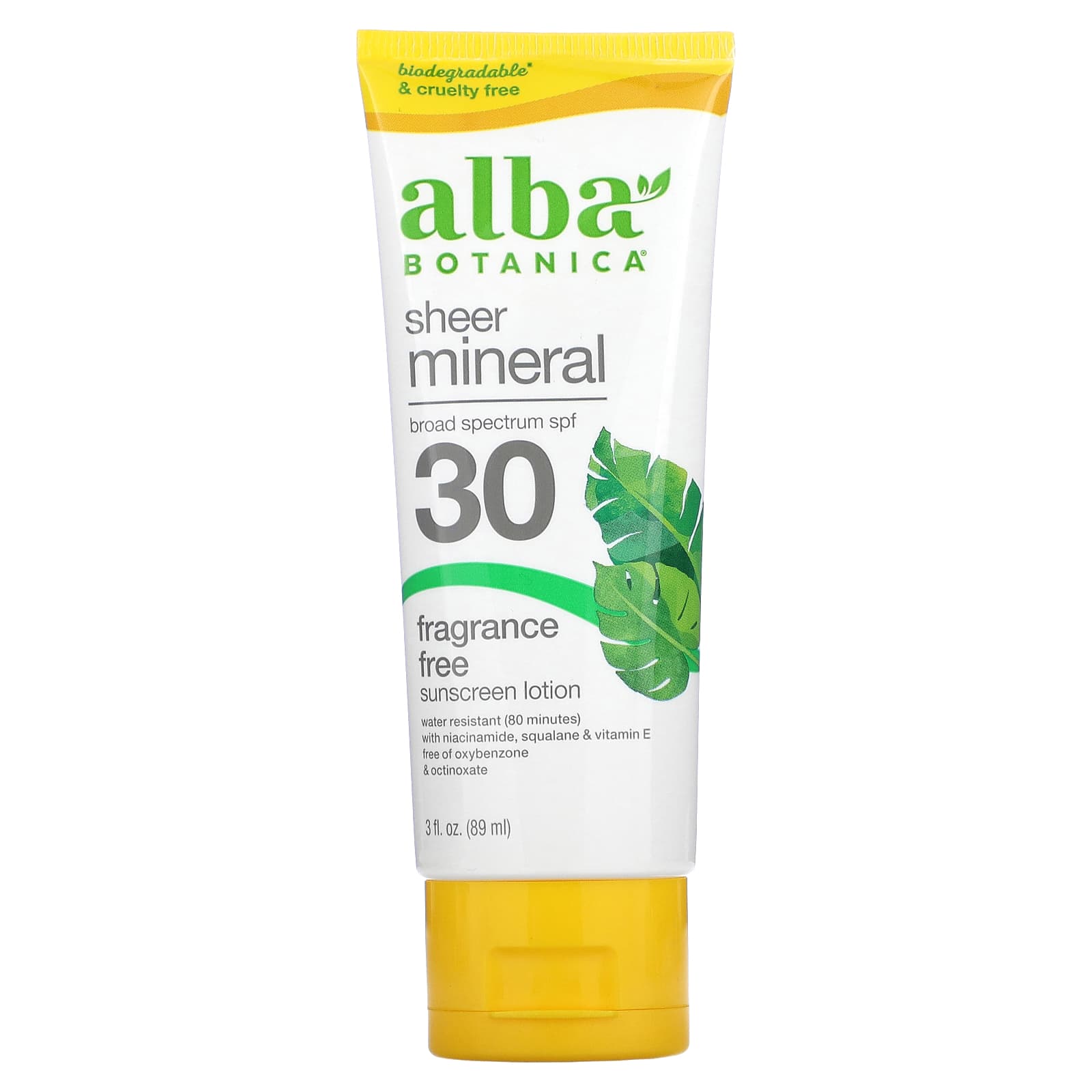 Alba Botanica-Sheer Mineral Sunscreen Lotion-SPF 30-Fragrance Free-3 fl oz (89 ml)