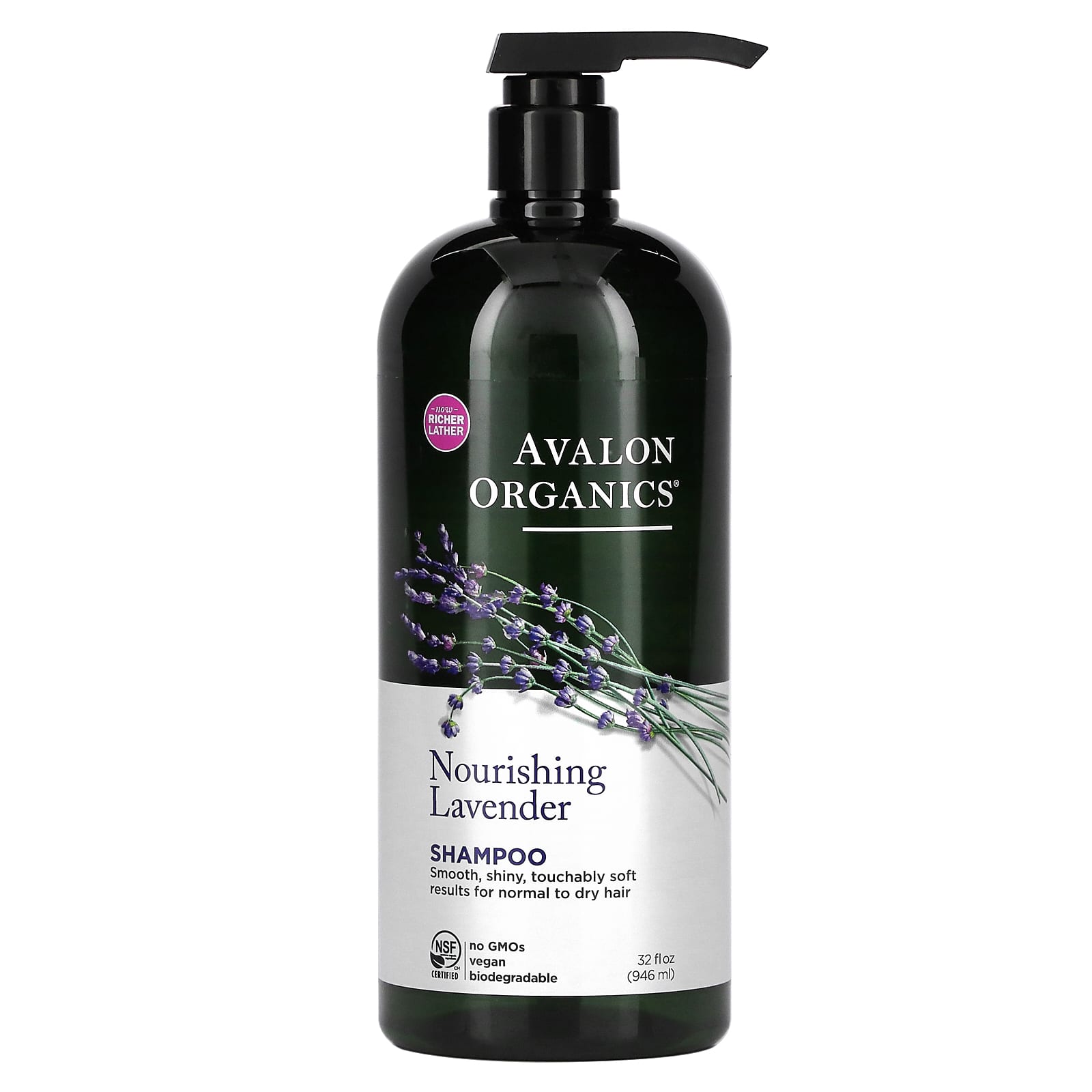 Avalon Organics-Shampoo-For Normal to Dry Hair-Nourishing Lavender-32 fl oz (946 ml)