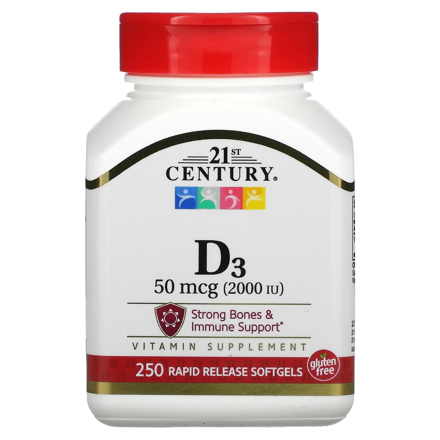 21st Century-Vitamin D3-50 mcg (2,000 IU)-250 Softgels