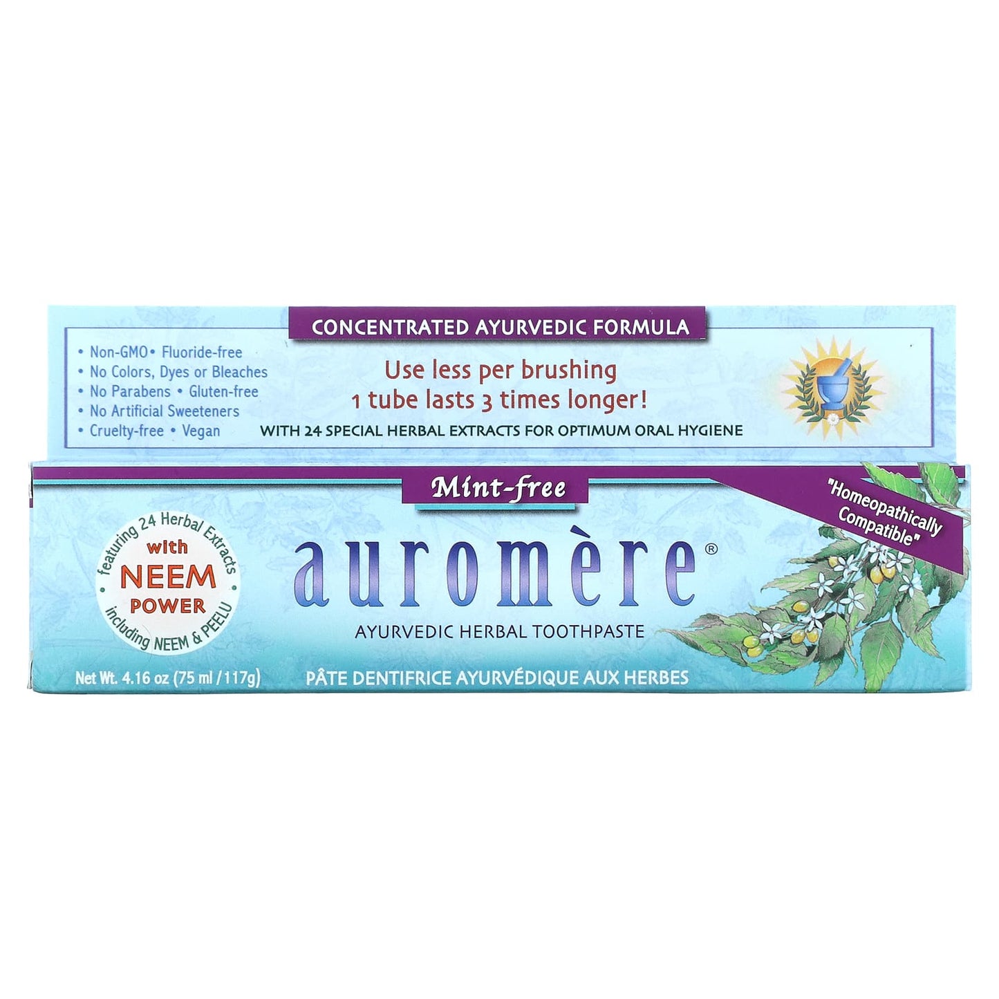 Auromere, Ayurvedic Herbal Toothpaste, Mint-Free, 4.16 oz (117 g)