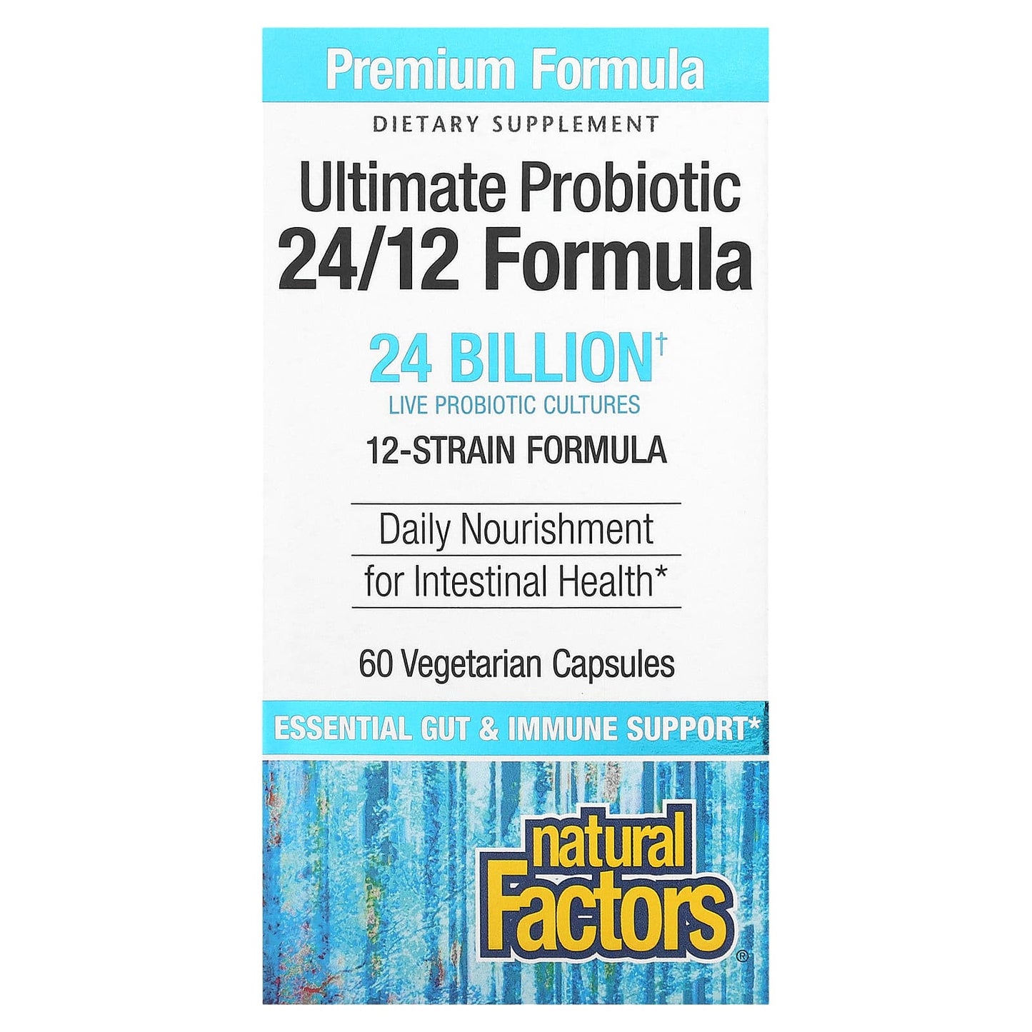 Natural Factors-Ultimate Probiotic-24/12 Formula-24 Billion-60 Vegetarian Capsules