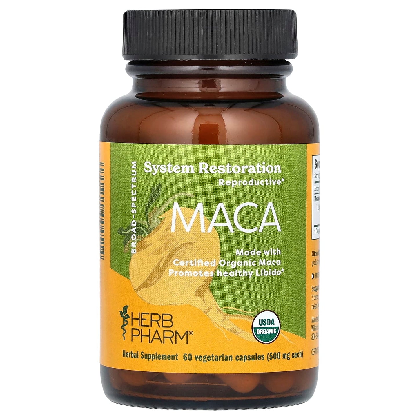 Herb Pharm-Maca-500 mg-60 Vegetarian Capsules