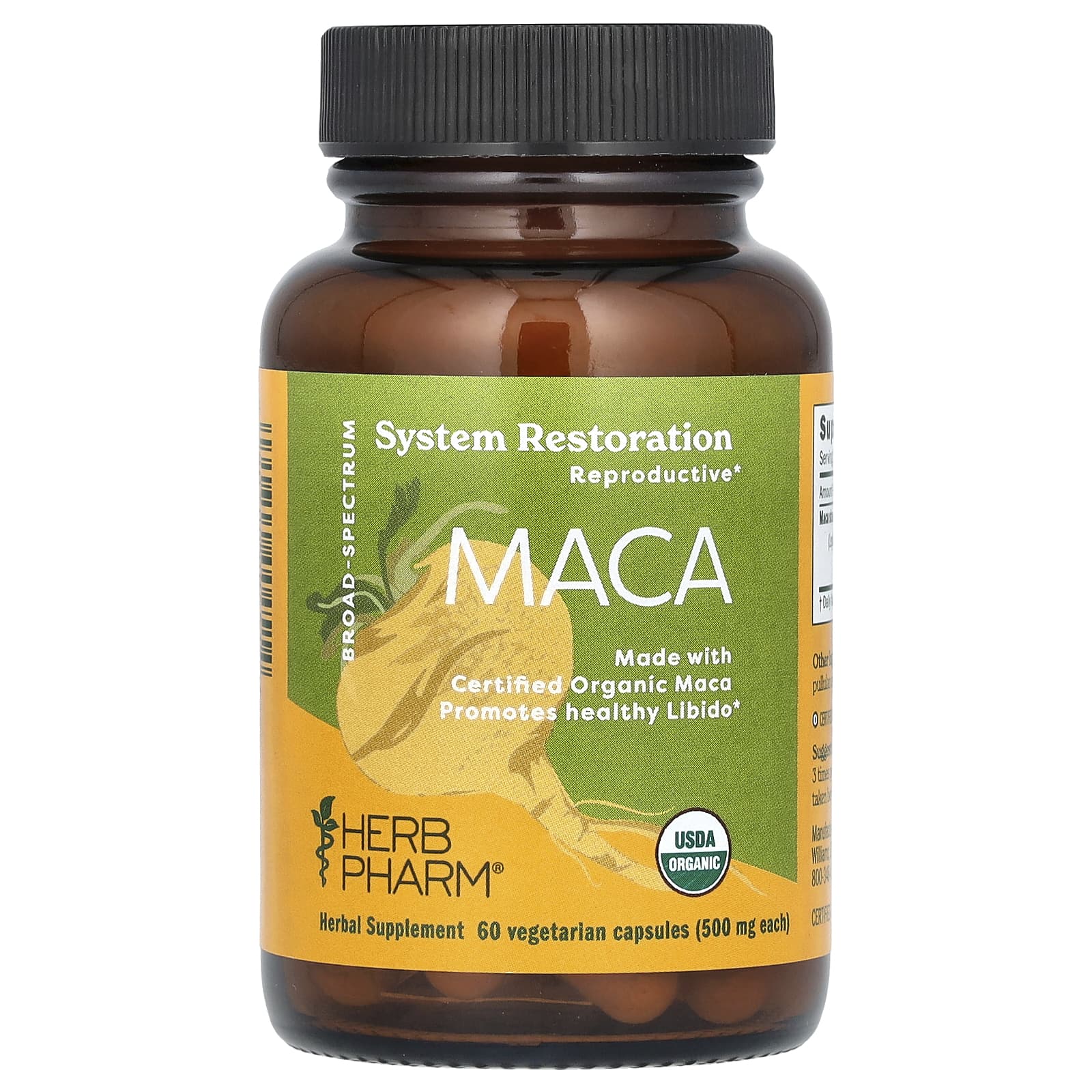 Herb Pharm-Maca-500 mg-60 Vegetarian Capsules