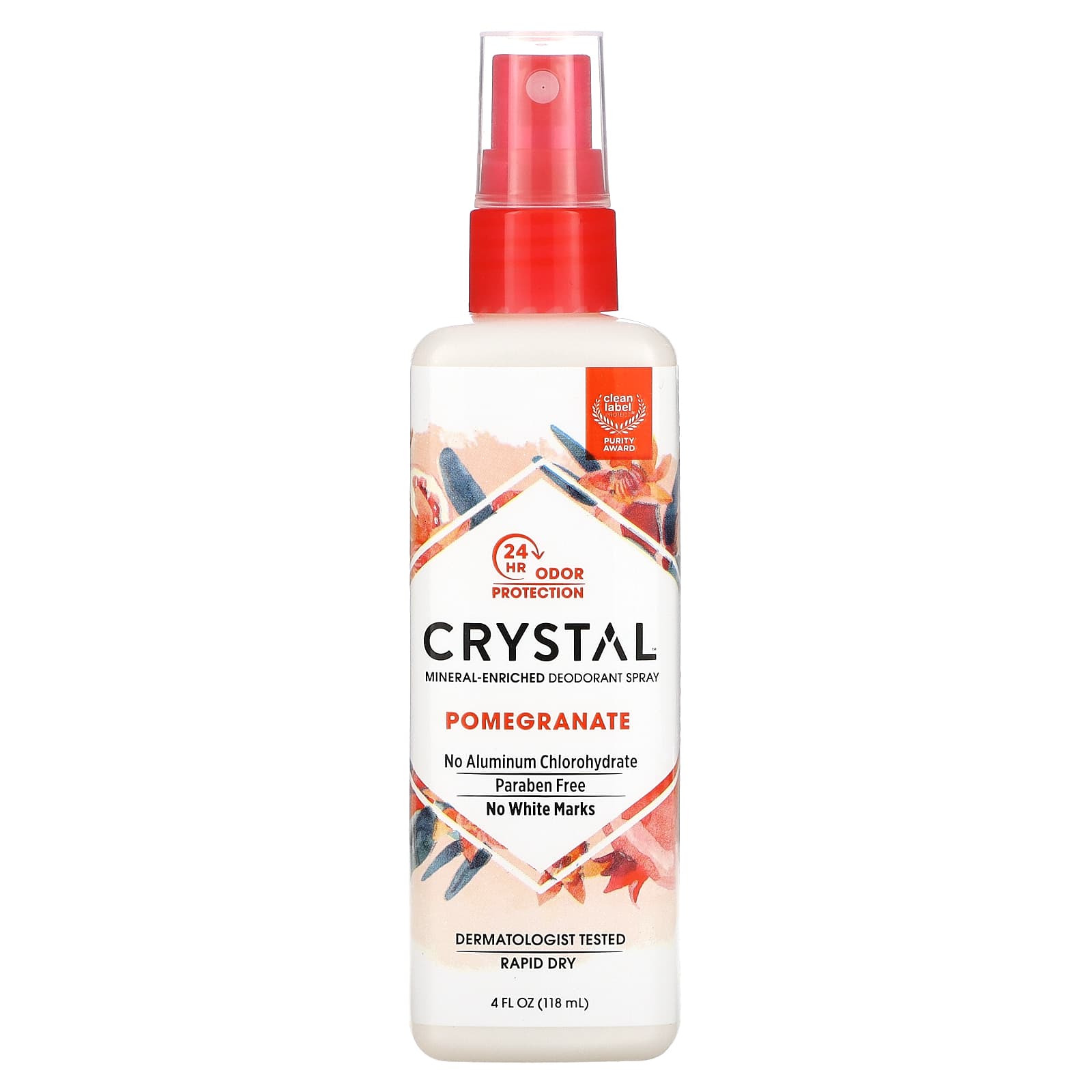 Crystal-Mineral-Enriched Deodorant Spray-Pomegranate-4 fl oz (118 ml)