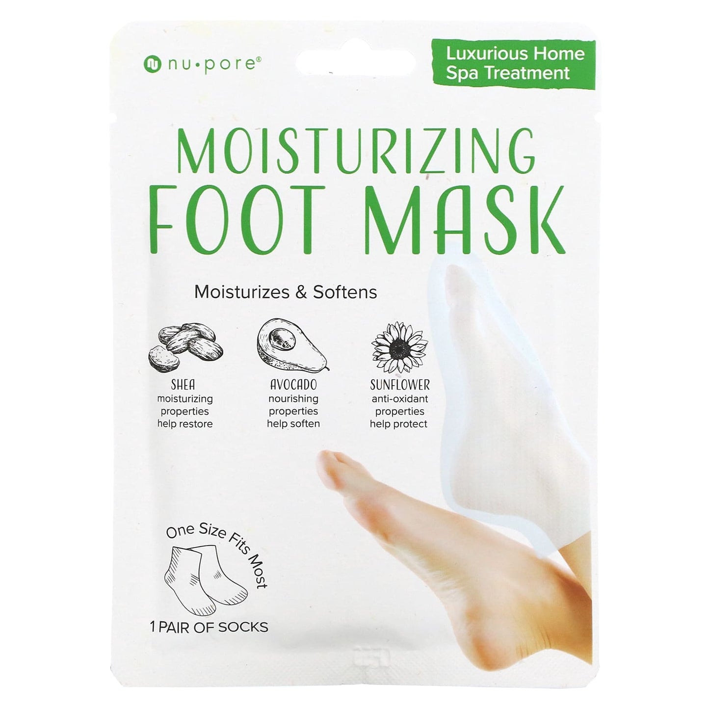 Nu-Pore-Moisturizing Foot Mask-1 Pair