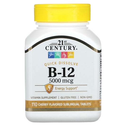 21st Century-B-12-Cherry-5,000 mcg-110 Sublingual Tablets