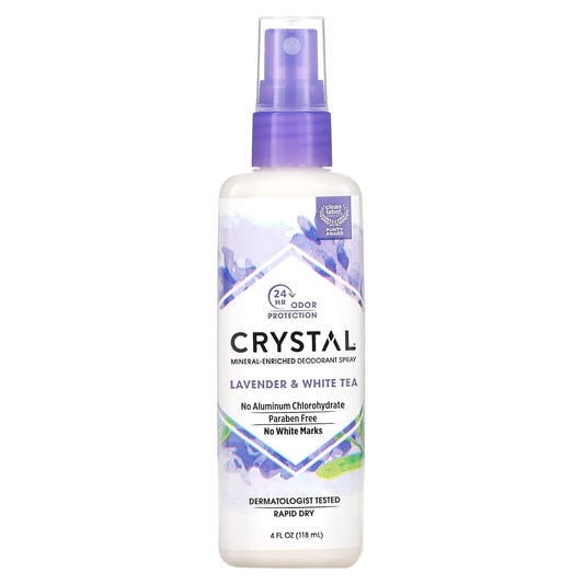 Crystal-Mineral-Enriched Deodorant Spray-Lavender & White Tea-4 fl oz (118 ml)