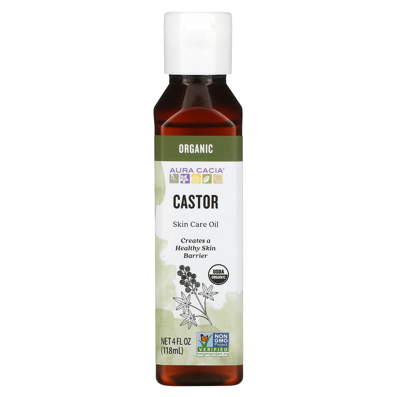 Aura Cacia-Skin Care Oil- Castor-4 fl oz (118 ml)