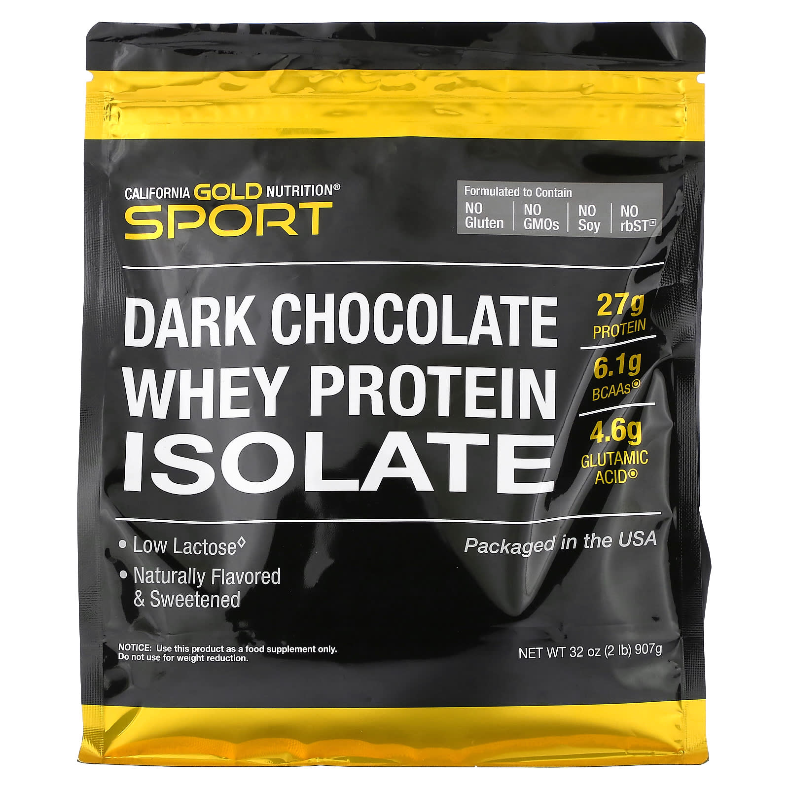 California Gold Nutrition-SPORT - Dark Chocolate Whey Protein Isolate-2 lbs (907 g)