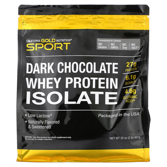 California Gold Nutrition-SPORT - Dark Chocolate Whey Protein Isolate-2 lbs (907 g)