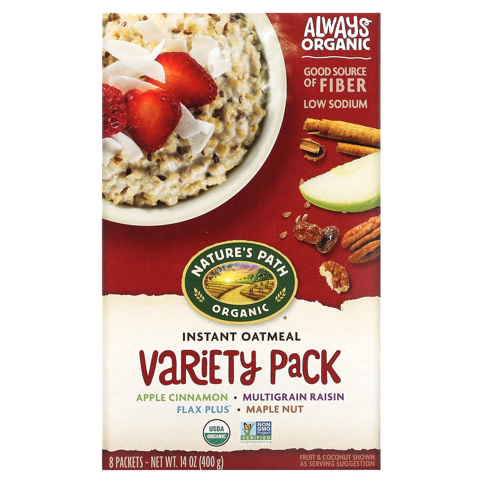 Nature's Path-Organic Instant Oatmeal-Variety Pack-8 Packets-14 oz (400 g)