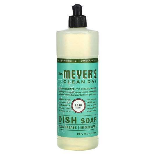 Mrs. Meyers Clean Day-Dish Soap-Basil Scent-16 fl oz (473 ml)
