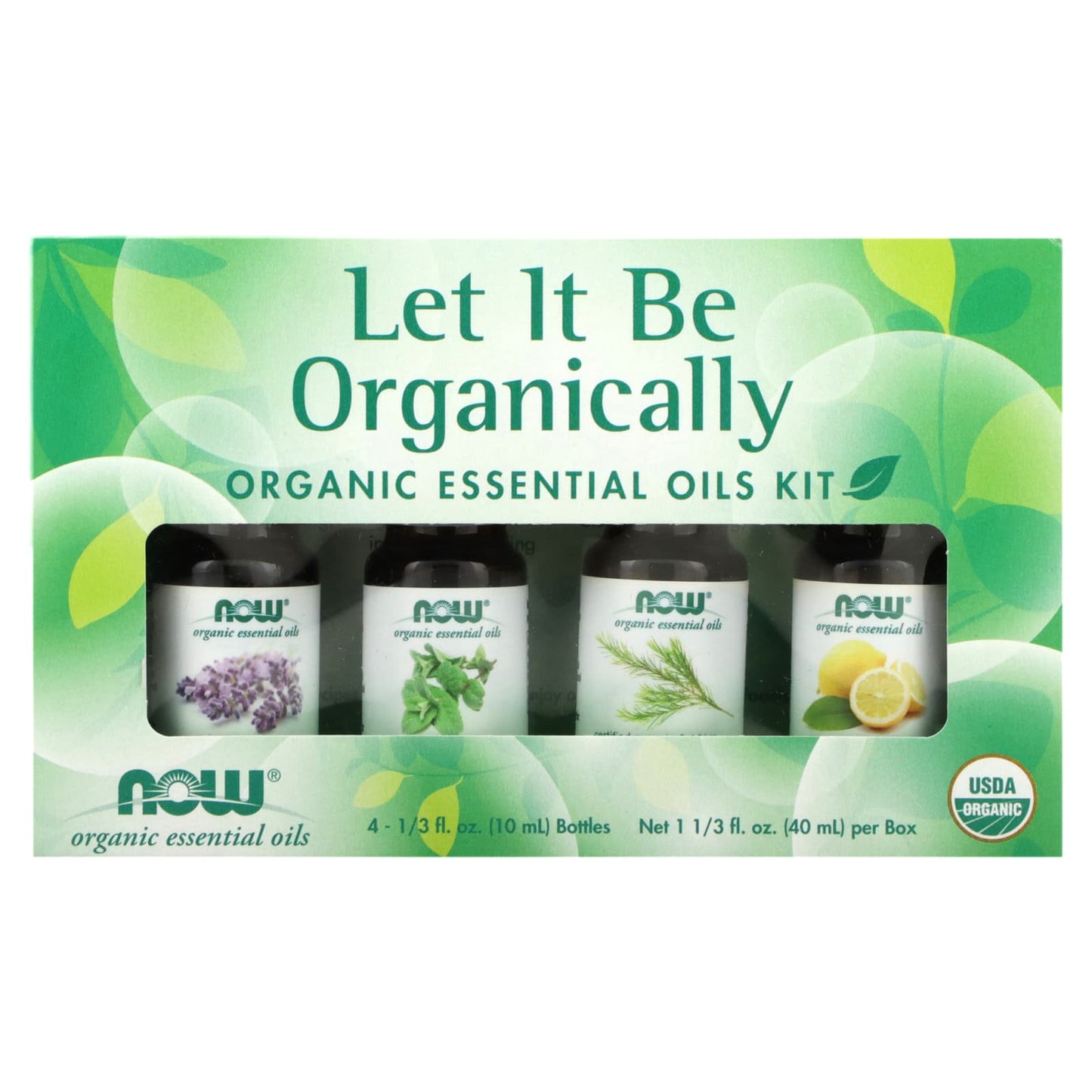 NOW Foods, Let It Be Organically, Organic Essential Oils Kit, 4 Bottles, 1/3 fl oz (10 ml) Each