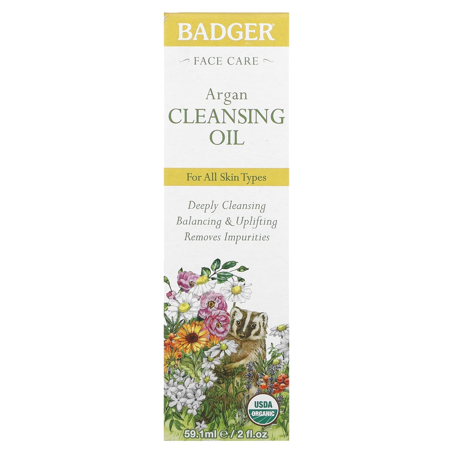 Badger Company, Argan Face Cleansing Oil, For All Skin Types,  2 fl oz (59.1 ml)