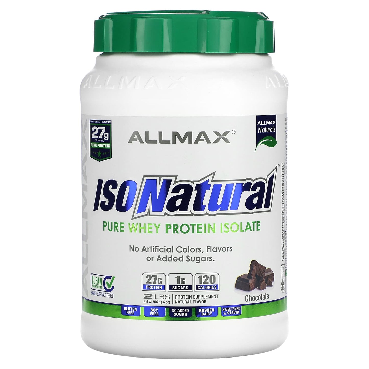 ALLMAX-IsoNatural  Pure Whey Protein Isolate-Chocolate-2 lbs (907 g)