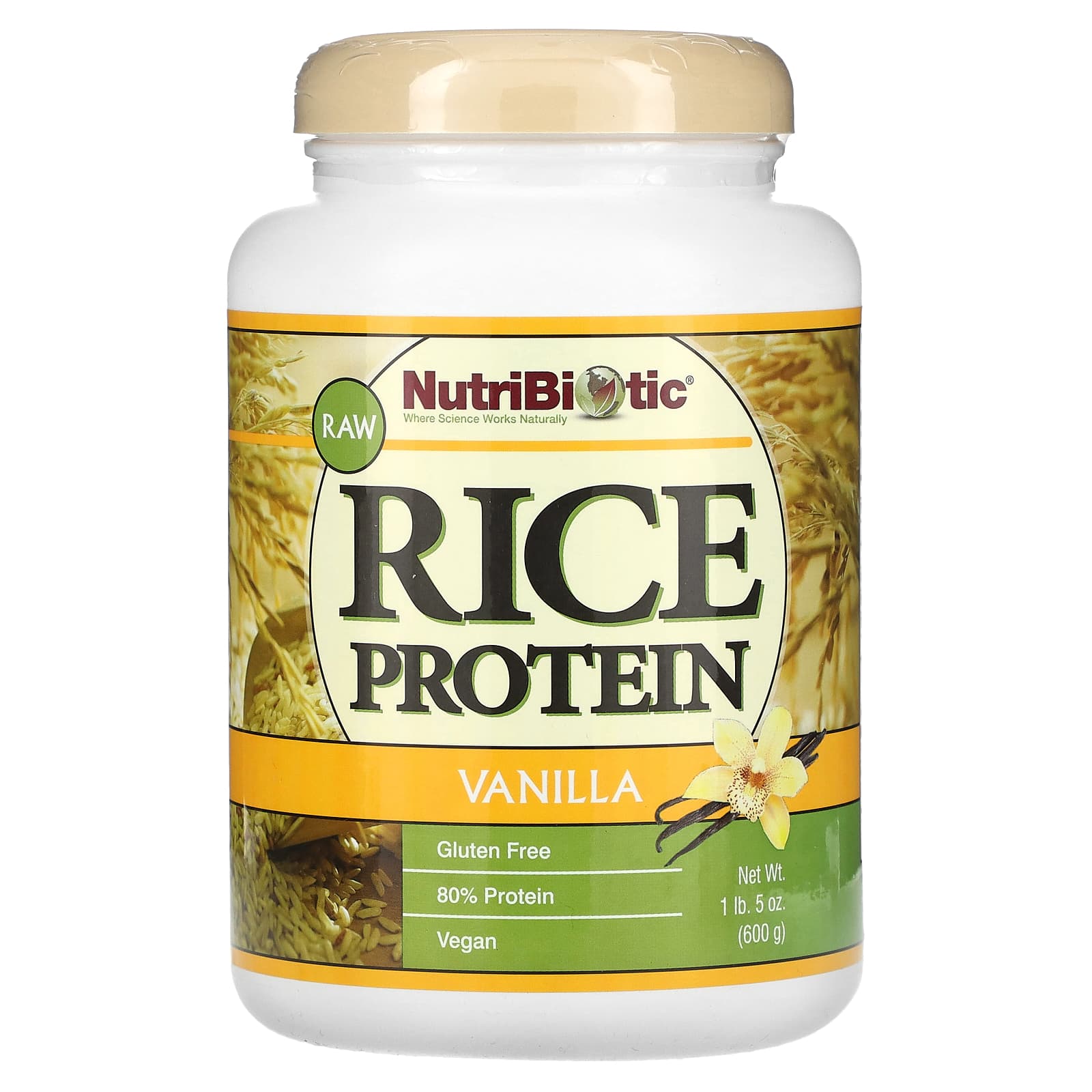 NutriBiotic-Raw Rice Protein-Vanilla-1 lb 5 oz (600 g)