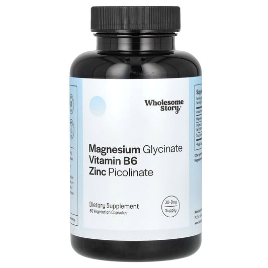 Wholesome Story-Magnesium Glycinate-Vitamin B6-Zinc Picolinate-60 Vegetarian Capsules