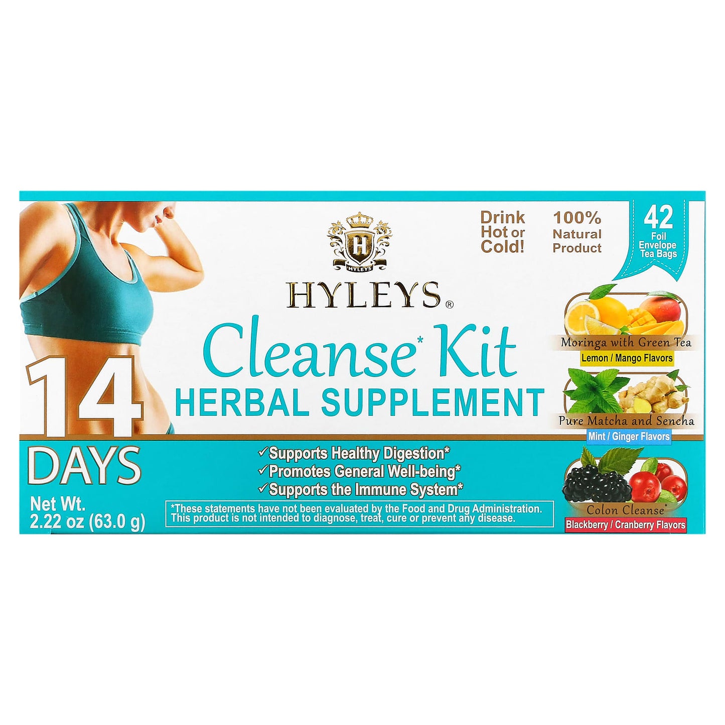 Hyleys Tea-14 Days Cleanse Kit- 42 Tea Bags-2.22 oz (63 g)