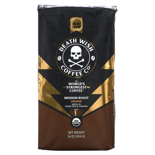 Death Wish Coffee-The World's Strongest Coffee-Ground-Medium Roast-16 oz (454 g)