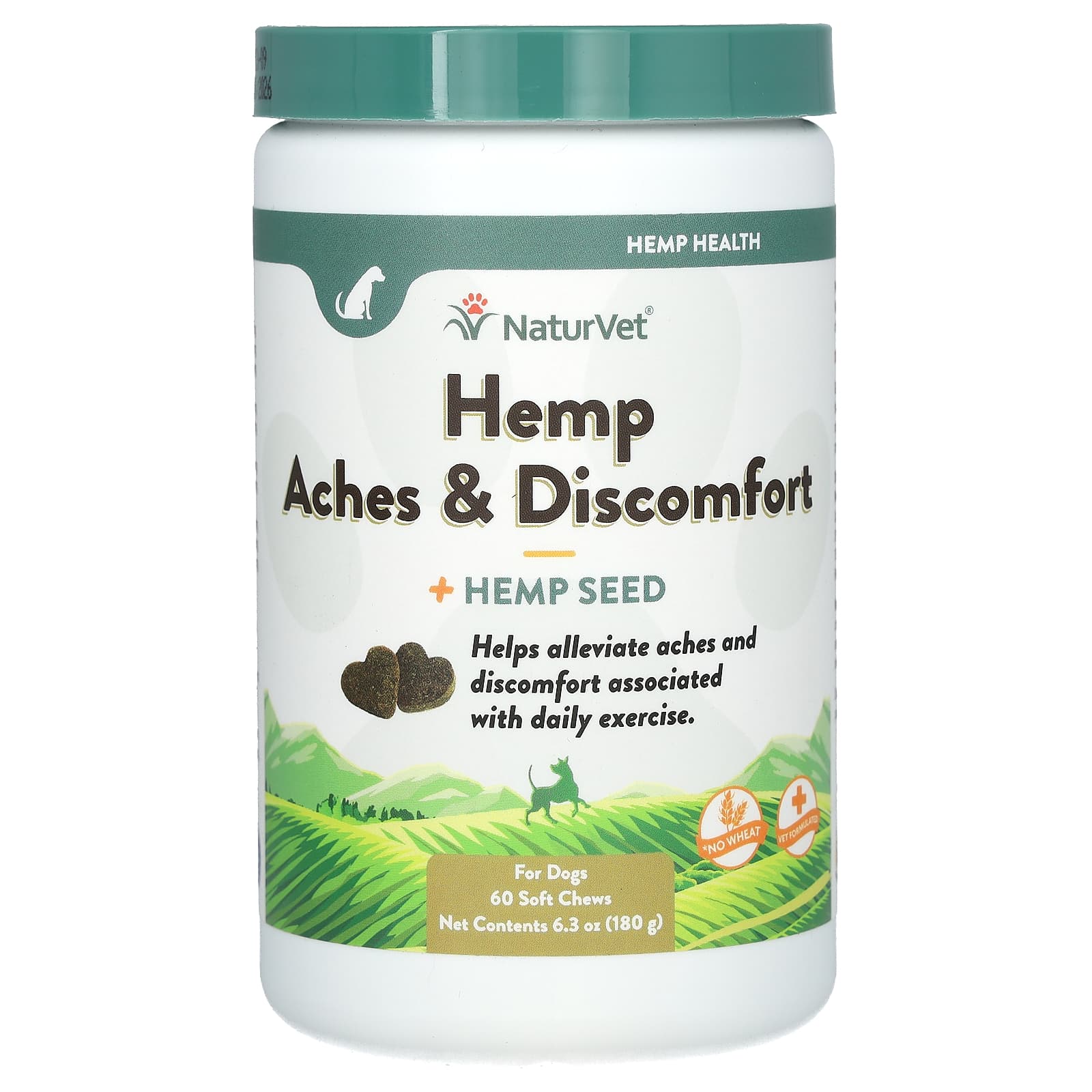 NaturVet-Hemp Aches & Discomfort Plus Hemp Seed-For Dogs-60 Soft Chews-6.3 oz (180 g)